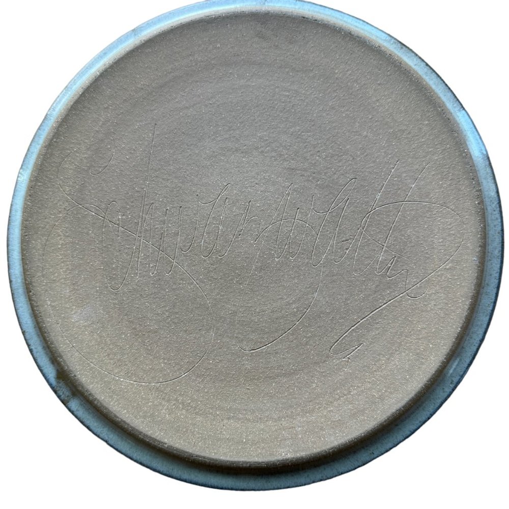 Hand Crafted Stoneware Plate Studio Art Hand Thrown Western Rustic Signed - Picture 7 of 11
